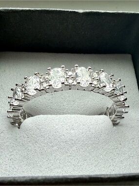 NEW! 14k White Gold Plated Crystal Eternity Band Ring - 9.5
